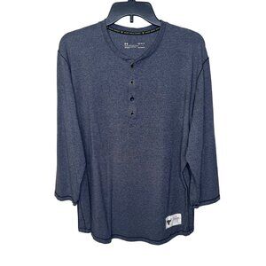 Under C Armour Mens Project Rock Henley Shirt Loose Fit HeatGear Gray Size Large